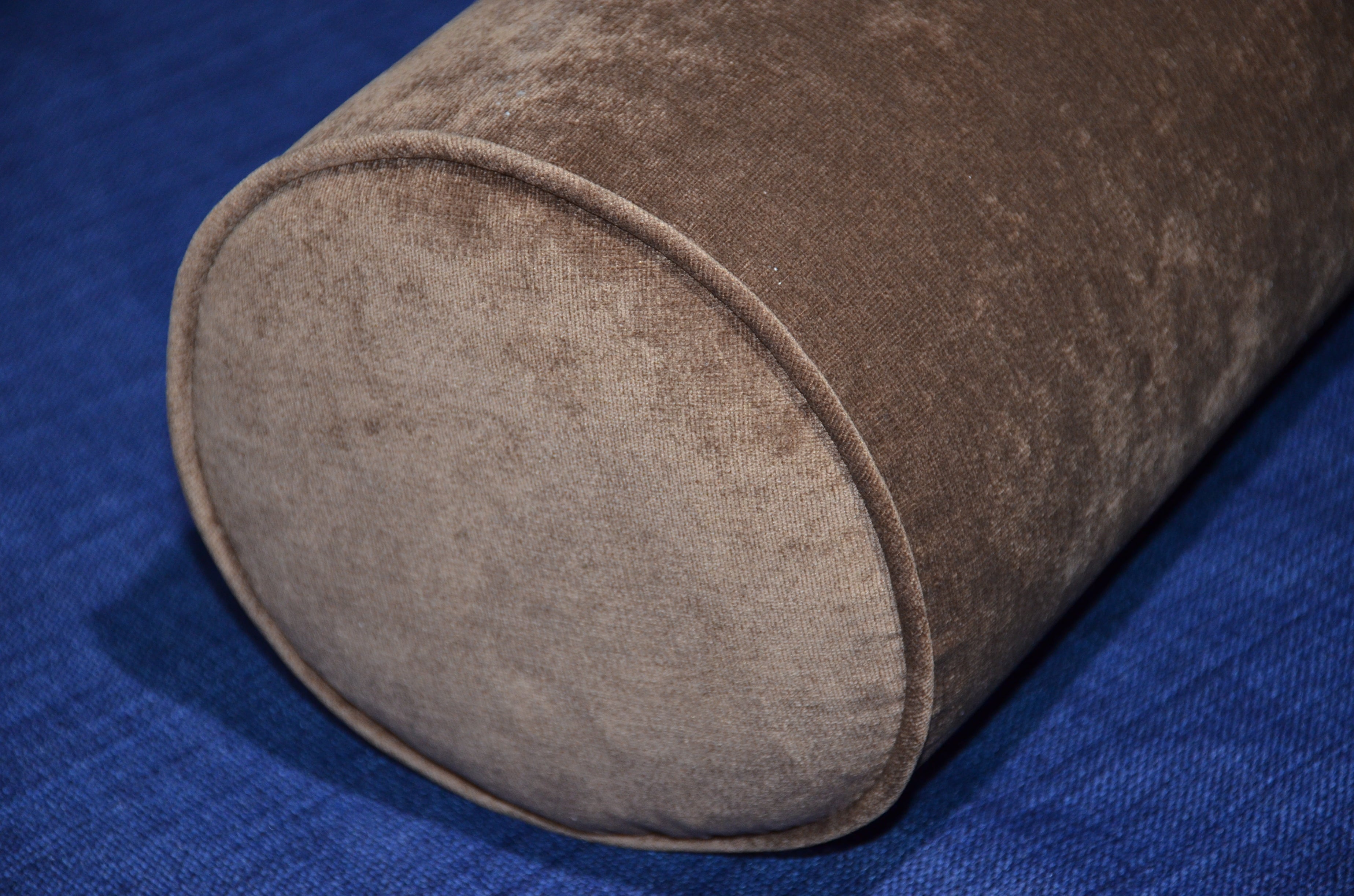Round Bolster Pillow Cover . Antique Velvet Chocolate.